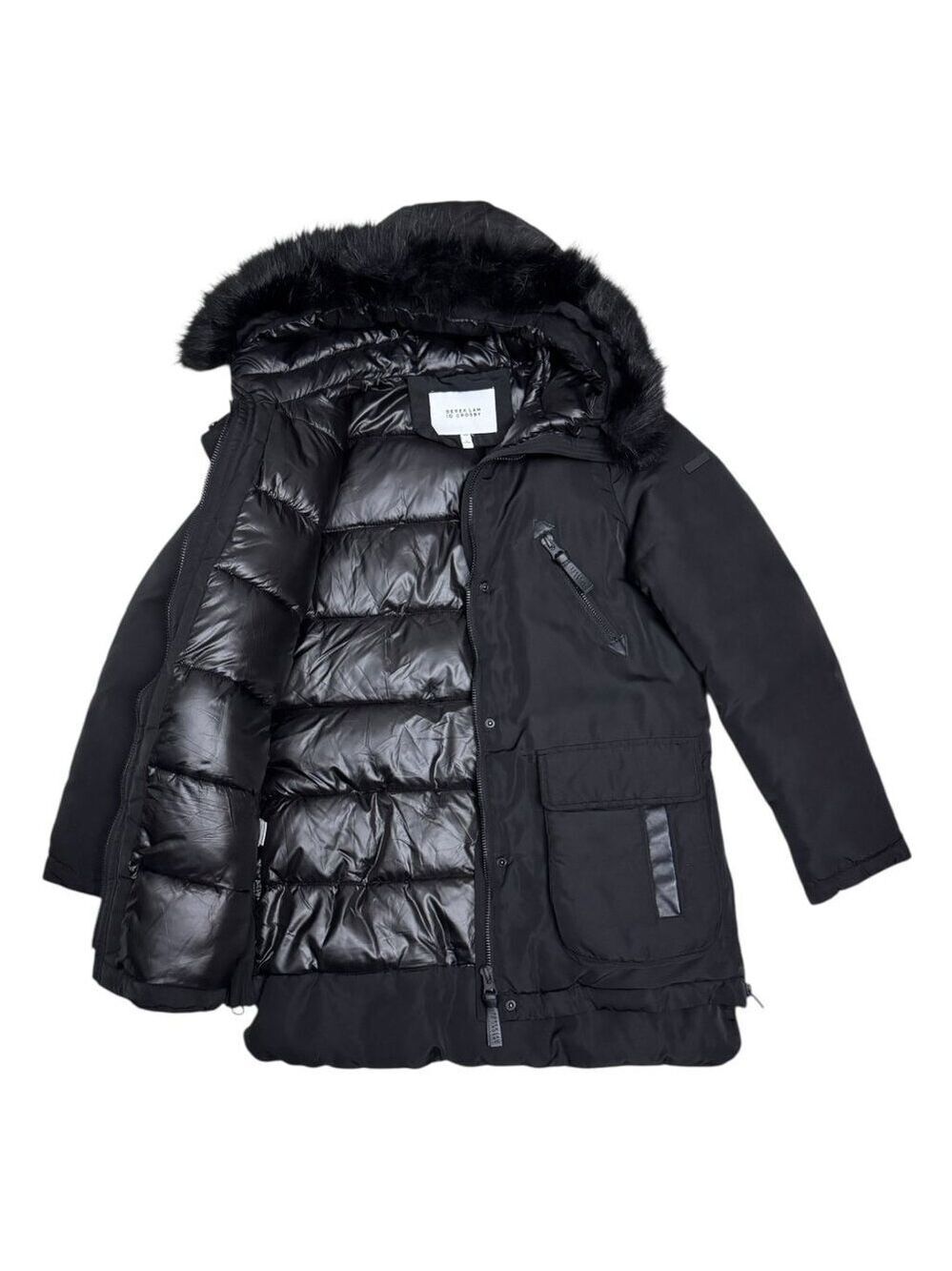 DEREK LAM 10 CROSBY Coat Faux Fur Luxury Designer Winter Puffer Parka Womens M